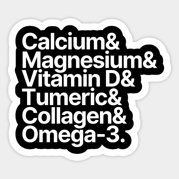 Health Supplements | Calcium Magnesium Vitamin D Tumeric Collagen Omega-3 Sticker by Positive Lifestyle Online